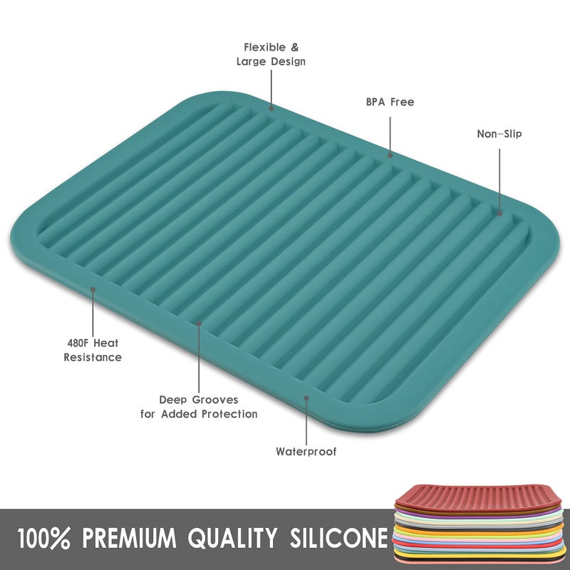 Smithcraft Silicone Trivet for Hot Dish and Pot Hot Pads Counter Mat Heat Resistant Table Dish Drying Mat or Placemats 2 Pack,Size 9x12 Inch, Color Red Rectangular - Image 2